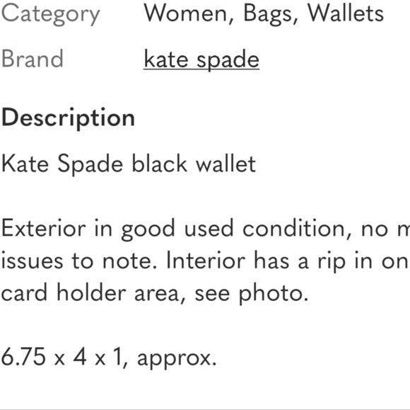 Kate Spade Black Wristlet 6.75" x 4" x 1" Wallet - Picture 6 of 14